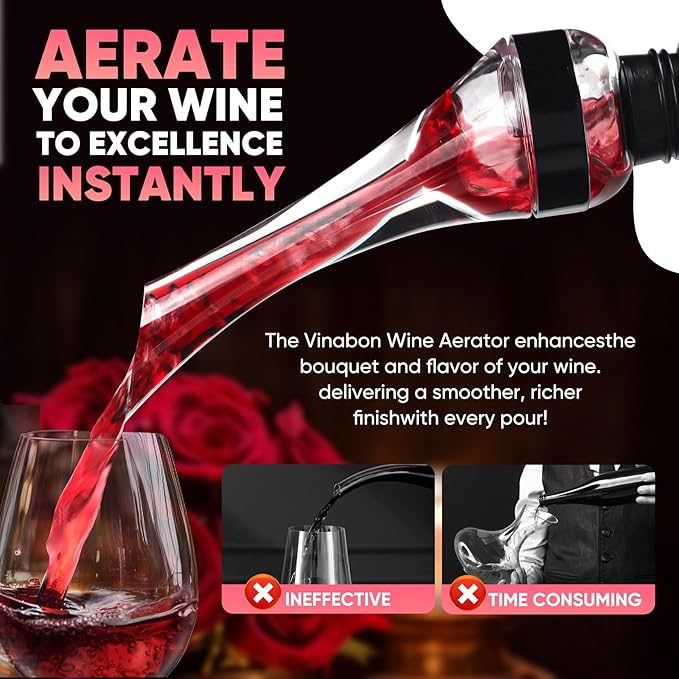 D&Slifei Wine Aerator Pourer - Premium Red Wine Decanter Spout, Instantly Enhances Wine Flavors with Smoother Finish, No Drip Wine Accessory, Ideal Gift for Wine Lovers