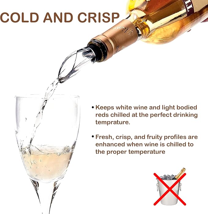Iceless Wine Chiller Stick 3-in-1 Stainless Steel Wine Bottle Cooler Stick Chilling Rod with Aerator and Pourer - Wine Accessories Gift Bar Accessories Wine Chiller for Bottles