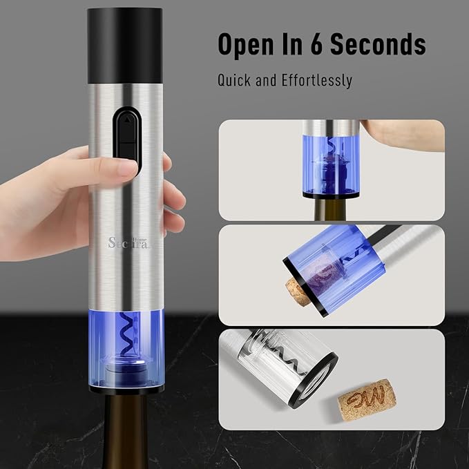 Secura Home Electric Wine Bottle Opener and Beer Opener 2-in-1, Rechargeable Automatic Corkscrew with Foil Cutter, One-click Wine Opener Electric for Home Kitchen Party Wedding