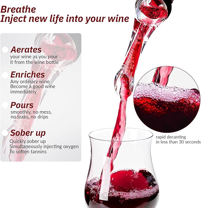 2 Pack Wine Aerator Pourer Spout，Red-Wine Bottle Aerator for Wine Gifts Accessories (Style-B)