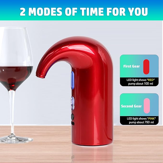 Electric Wine Aerator Pourer, Portable Automatic One-Touch Decanter Dispenser Pump for Red and White Wine with Type C Rechargeable Battery