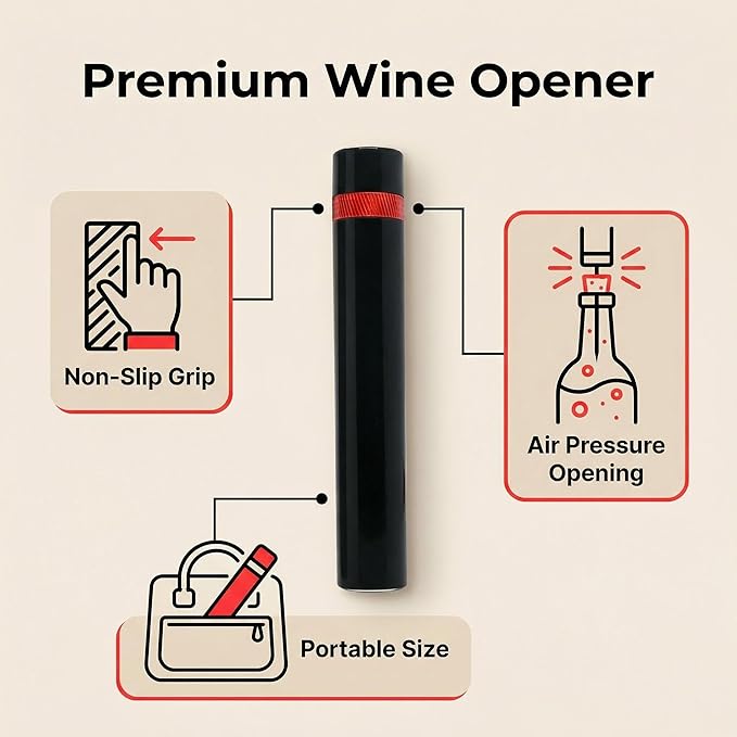 Wine Air Pressure Pump Bottle Opener,Efficient Corkscrew Bottle Opener,Easy Screw Out Tool,Portable Pocket Bottle Opener Great For Wine Lovers,Perfect Wine Gift. (red-1pcs)