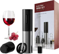 Electric Wine Opener, Automatic Wine Bottle Corkscrew with Air Pump, Foil Cutter, Pourer, Vacuum Stoppers (4PCS)， Professional Easy Rechargeable Vino Opener Set Suitable for Home, Travel