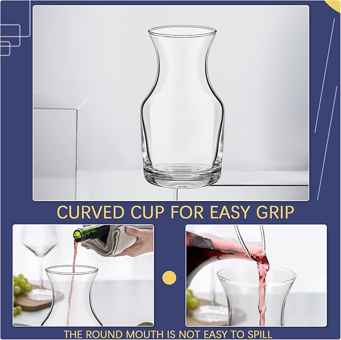 Remagr 12 Pack Single Serving Wine Carafe Glass Small Mini Carafe Individual Wine Refill Decanter for Dinner Parties Tastings Bars Restaurants (6.5 oz)