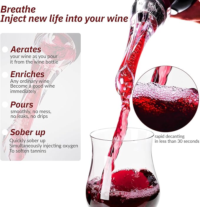 2 Pack Wine Aerator Pourer Spout，Red-Wine Bottle Aerator for Wine Gifts Accessories (Style-A)