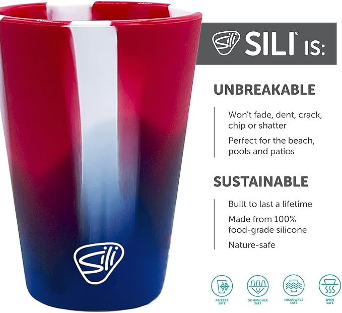 Silipint 1.5oz Silicone Shot Glasses – Pack of 4 Unbreakable, BPA-Free, Non-Toxic, Dishwasher & Freezer Safe Cups – Colored Shot Glasses for Cold Beverages, Cocktails, Travel, Party