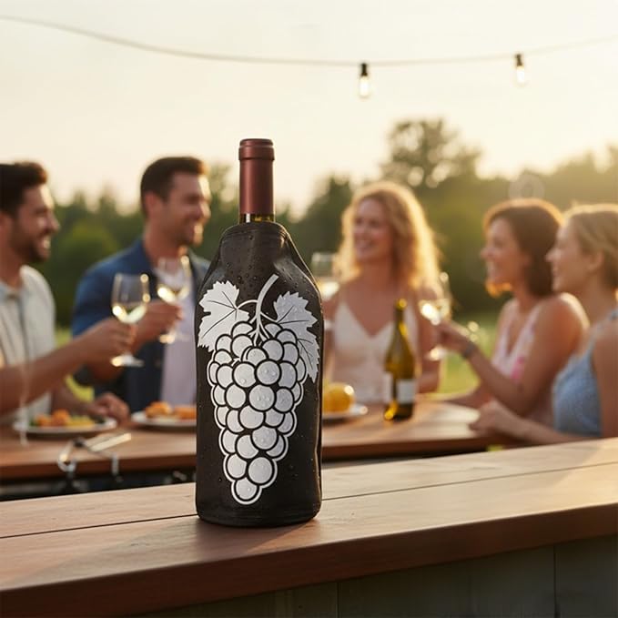 Insulated Wine Bottle Chiller Sleeve, Portable Wine Cooler for Temperature Control (White Grape)