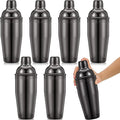 Nitial 6 Pcs Bar Cocktail Shaker Professional Stainless Steel Martini Drink Mixer Built-in Strainer for Bartending No Leaks Shaker for Bar Party Drink Mixer (Black,25 oz)