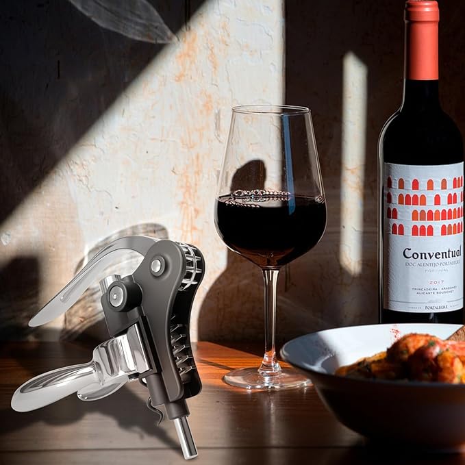 DEMARRE Rabbit Wine Opener,Corkscrew Wine Opener Set Including Foil Cutter, Wine Stopper & Pourer, Drip Ring, Stainless Steel Wine Bottle Opener Kit for Bar, Home, Wedding, Birthday, Holiday Gift
