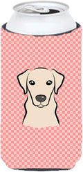 Caroline's Treasures BB1222TBC Checkerboard Pink Yellow Labrador Tall Boy Hugger Can Cooler Sleeve Hugger Machine Washable Drink Sleeve Hugger Collapsible Insulator Beverage Insulated Holder