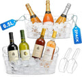 6.5L Ice Bucket 2 Pack Ice Buckets for Parties, Beverage Tub for Cocktail Bar with Handle, Drink Cooler for Wine Beer Champagne, Clear Ice Bucket with Scoop for Mimosa Bar Drink Chiller
