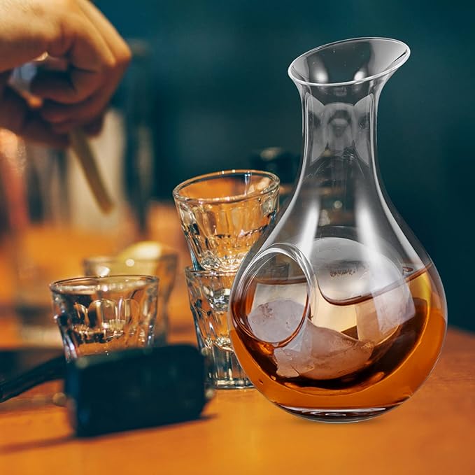 385ml Wine Decanter Ice Bottle, 100% - Crystal Glass, Beveled Mouth Wine Decanter, Wine Pourer for Home/Wall/Room Decor