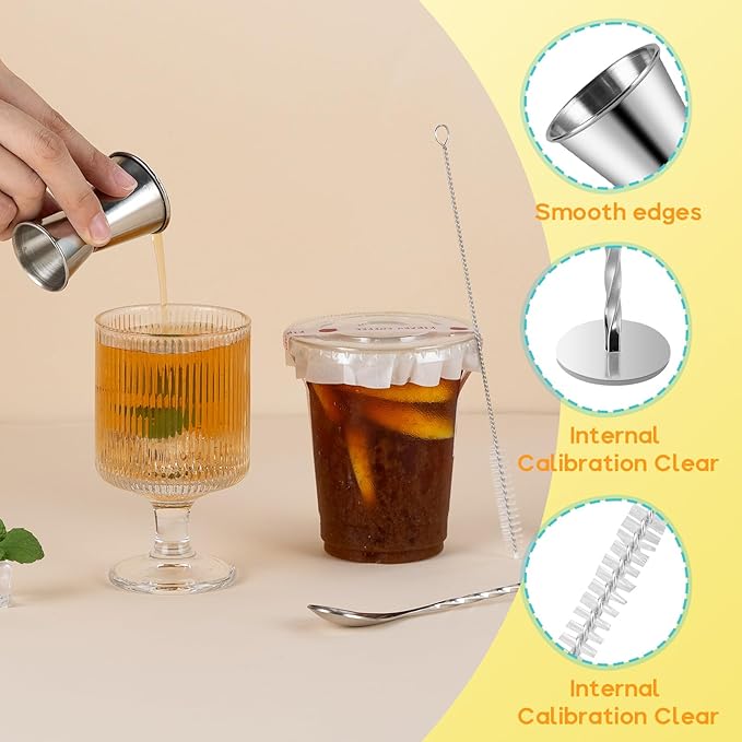 ZPUFAW 5Pcs Set Straw Puncher for Lemonade Plastic Lids Cups with Muddler, Bar Spoon, Jigger, 304 Stainless Steel Straw Hole Puncher