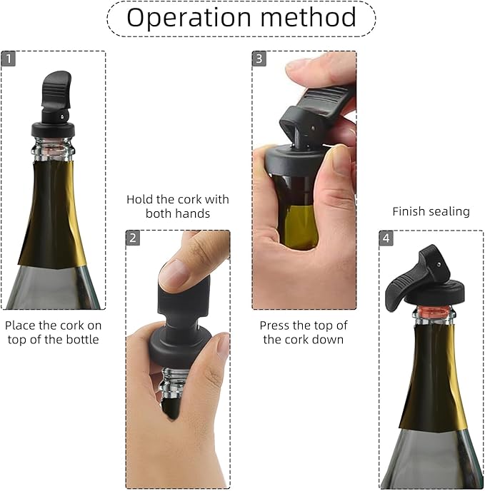 6PCS Wine Bottle Stoppers, Reusable Plastic Wine Corks Wine Stoppers Bottle Caps Champagne Stoppers with Airtight Seal, Keep Wine Fresh Wine Bottle Sealer Set