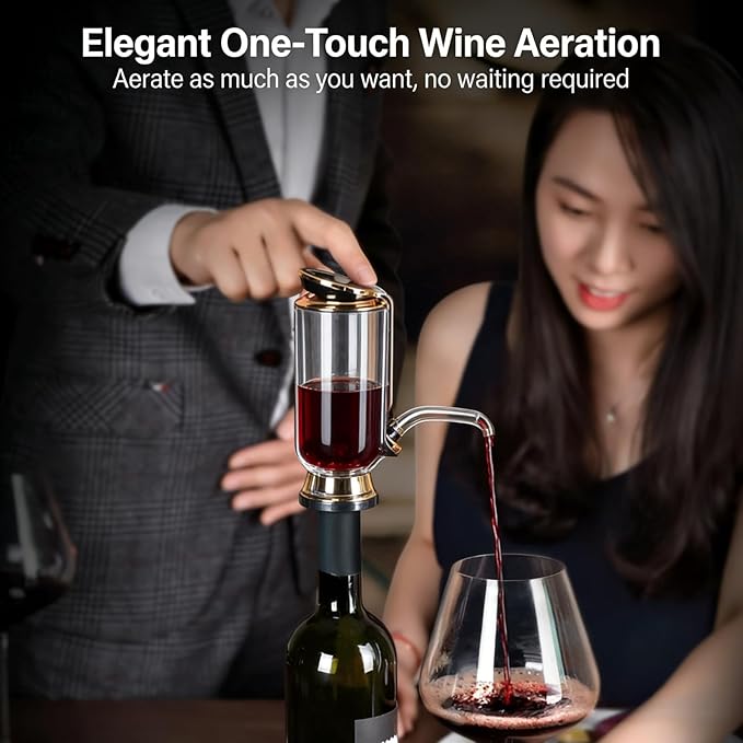 Wine Aerator, Preserver & Dispenser,4-in-1 Electric Wine Aerator with LED Display,Long Lasting Freshness,A Luxurious Gift for Wine Lovers and Women