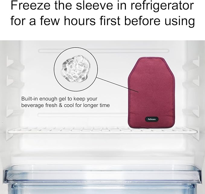 Pallesen Portable Wine Cooler Sleeve Reusable Wine Bottle Chiller Flexible Wine Ice Bag Keep Wine Cool and Refreshing for 750ml Standard Size Bottles Red Wine, White Wine & Champagne (Burgundy)