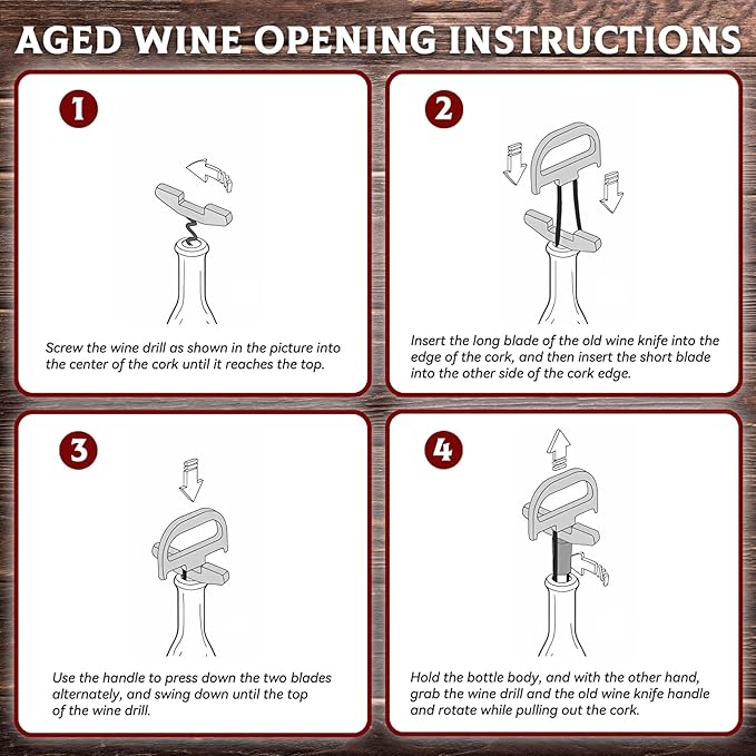 Ah So Wine Opener for Vintage Bottles, Old Wine Corkscrew with Portable Leather Case, Two Prong Cork Puller, for Wine Connoisseurs & Collectors to Uncork, Ideal Gifts for Wine Lovers (Sleek Bronze)