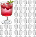 FillTouch 48 Pcs Mini Wine Glasses Bulk, 7.5 oz Small Acrylic Goblets Set, Unbreakable Clear Wine Cups Bulk Cocktail Glasses for Mother's Day Wedding Birthday Guest Graduation Party Supllies (Begonia)