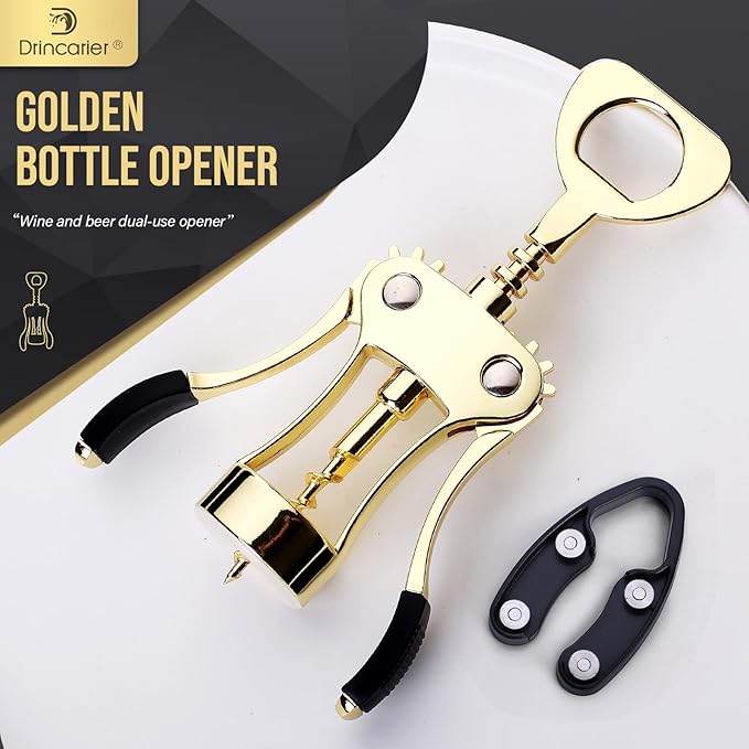 Wine Opener, Zinc Alloy Premium Wing Corkscrew Wine Bottle Opener with Multifunctional Bottles Opener, Upgrade