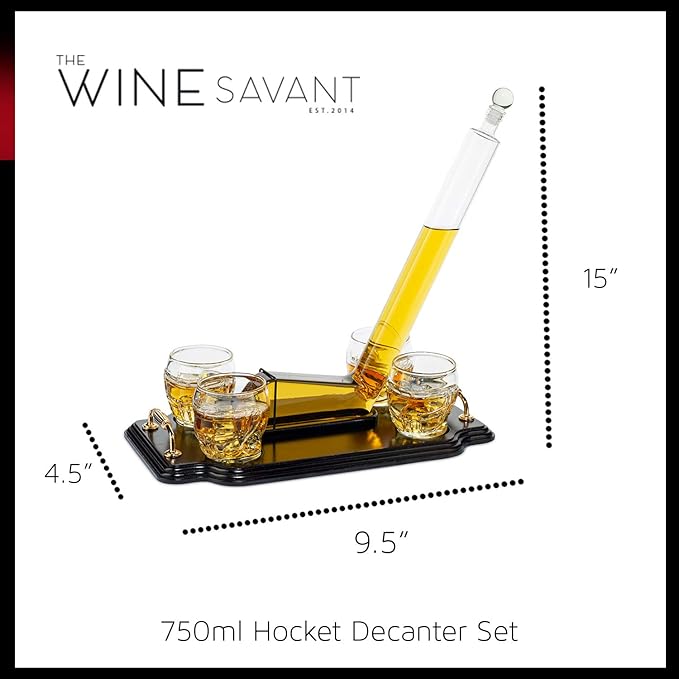 Ice Hockey Whiskey Decanter Set with 4 Unique Helmet Glasses, 750ml Decanter and 8oz Glasses – Perfect for Hockey Fans Gift, Whiskey Lovers, Sports Enthusiasts, Fathers, or Holidays by The Wine Savant