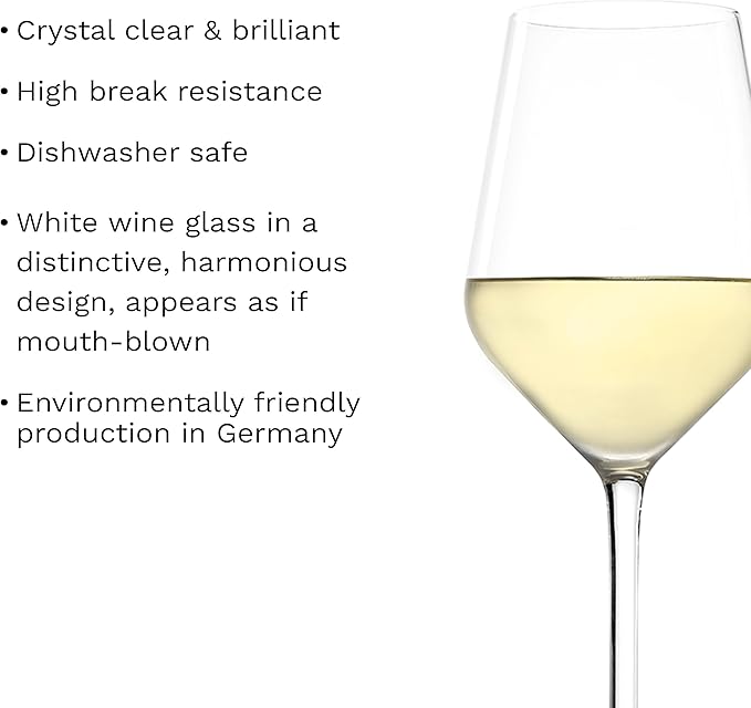 Stölzle Lausitz White Wine Glasses Revolution 6-Piece Set 12 1/4 oz – Wine Glasses Ideal for Heavy White Wines & Medium-Bodied Reds – Elegant White Wine Goblet – Dishwasher Safe & Made in Germany