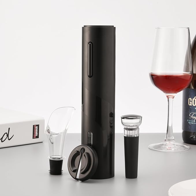 Rechargeable Electric Wine Bottle Openers Set, Vacuum Stopper,Foil Cutter Pourer