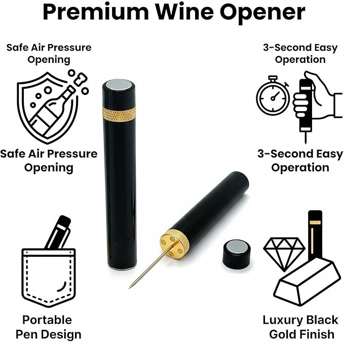 Wine Air Pressure Pump Bottle Opener Set, Efficient Corkscrew Bottle Opener,Easy Screw Out Tool,Great For Wine Lovers,Perfect Wine Gift. (gold)