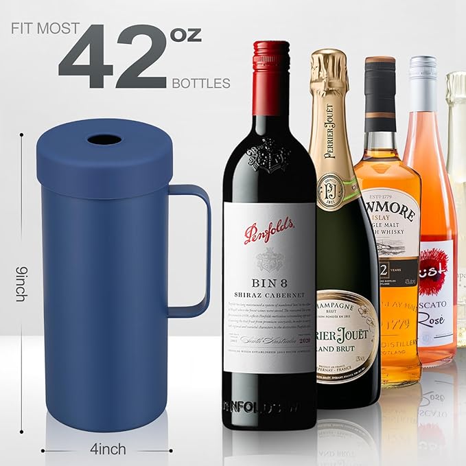 Wine Bottle Chiller with Handle | Portable Rapid Cooling Champagne Insulator | Stainless Steel Wine Cooler Sleeve | Ideal Gift for Wine Lover | | Perfect for Dinner Parties & Outdoor Picnics