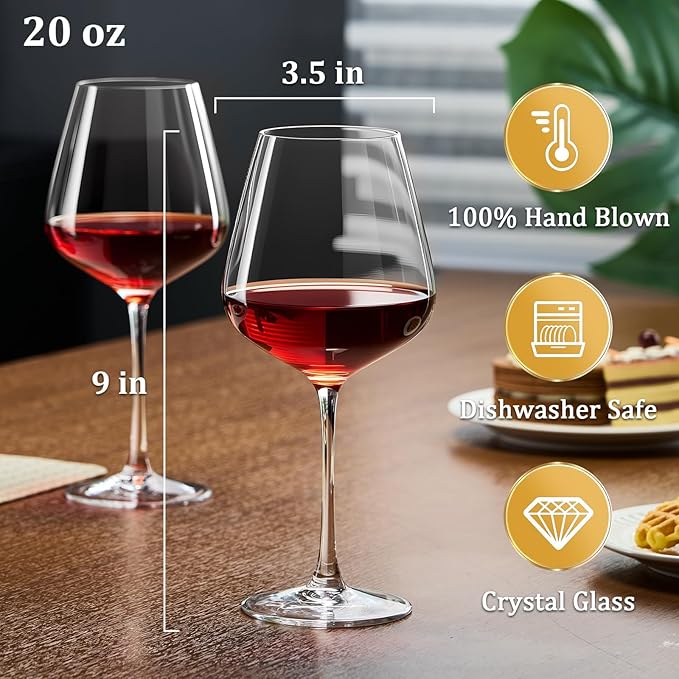PARACITY Wine Glasses, christmas gift, Clear Glass, Long Stem Wine Glass for Red and White Wine - 10 OZ (Set of 2) (2, 20, Fluid Ounces)