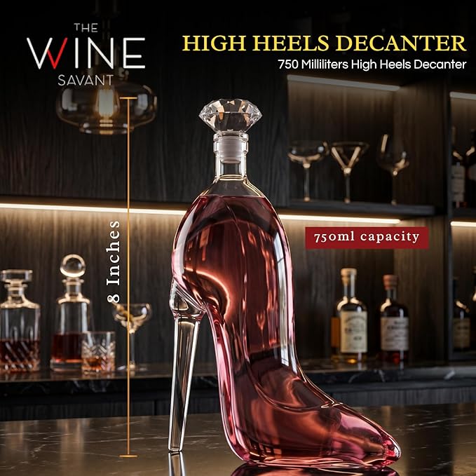 Heel Stiletto High Heels Whiskey and Wine Decanter - Elegant Decanter with Stopper for Liquor, Bourbon, Tequila - Unique High Heel Design, Present Gift for Women, Copyrighted Design, Stylish Barware