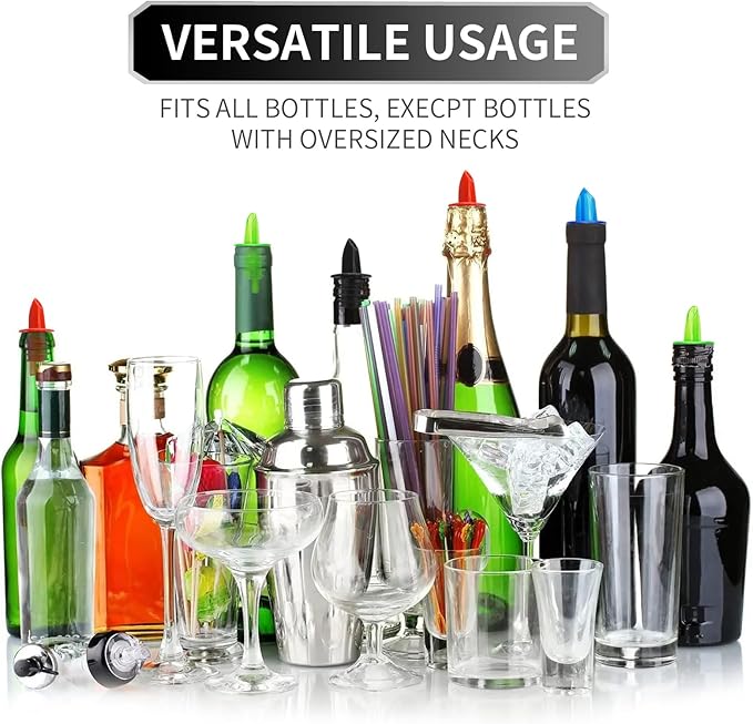 Plastic Liquor Bottle Pourers Assorted - 12 Pack Classic Bottle Pourers for Alcohol, Leak-Proof, Dishwasher-Safe Pour Spouts for Liquor Bottles (Assorted)