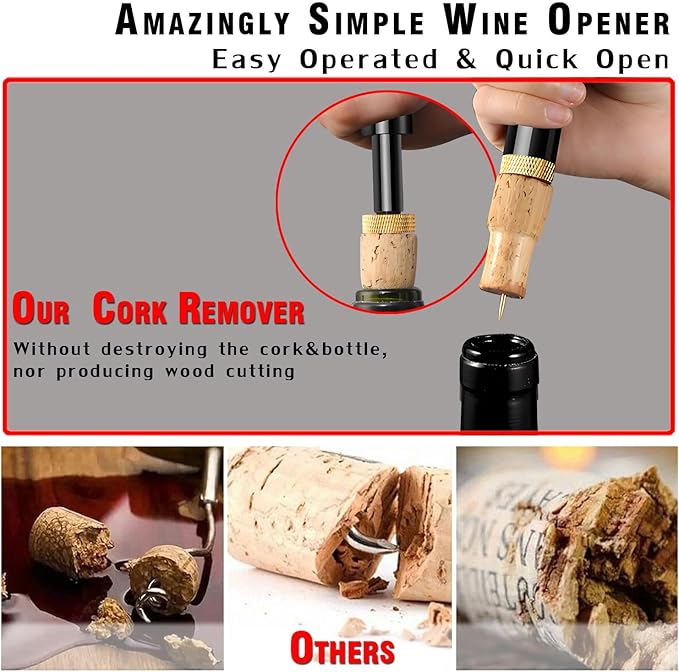 Mini Wine Opener | Travel Portable Pocket Air Pressure Pump Wine Bottle Opener | Assemblable Design Corkscrew 7S Quick Bottle Opening | for Home, Restaurant, Party,Wine Lovers