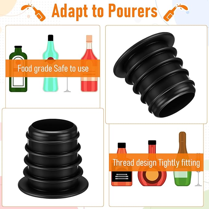 Maxdot 36 Pack Liquor Pourer Adapters for Large Olive Oil Bottles and Liquor Bottles, up to 1inch/25mm Neck Bottle, Converts Regular Size Spout to Large Pouring Spout