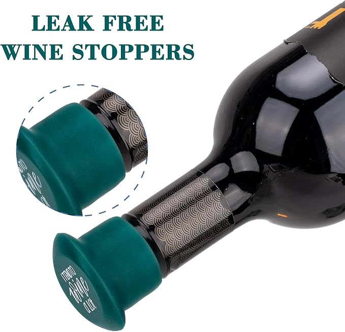 Whaline 8 Pack Silicone Wine Bottle Stoppers and Gift Box, Funny Silicone Reusable Caps Bottle Sealers with a Funny Saying for Wine Beer Bottles