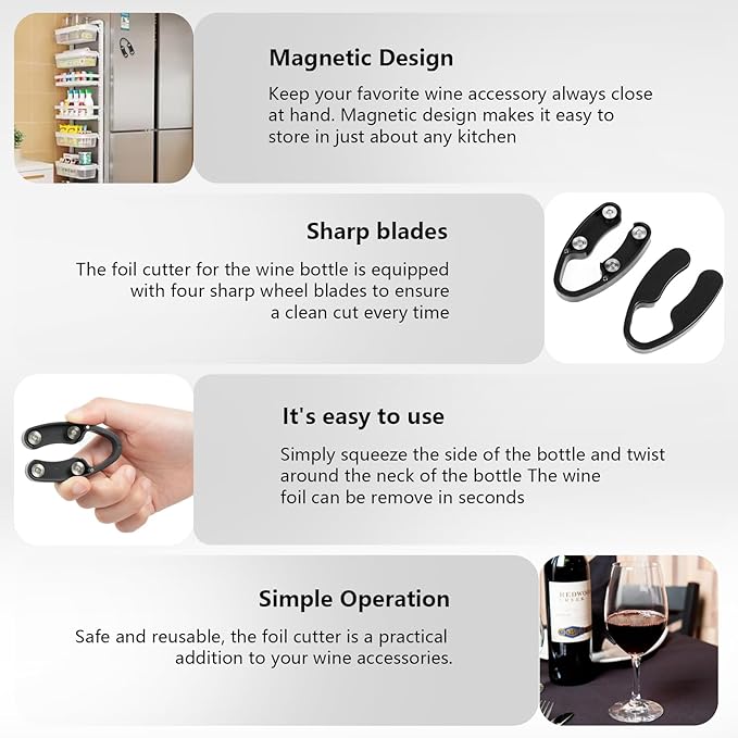 Wine Accessory Set With One Foil Cutter,One Aerator Pourer And One Wine Stopper(3PCS),A Great Helper For Wine Lovers.