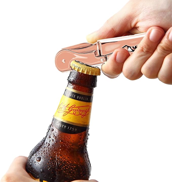 Mirage Corkscrews Wine Key Double Hinge Wine Opener Waiter Corkscrews Rose Gold 2 PCS