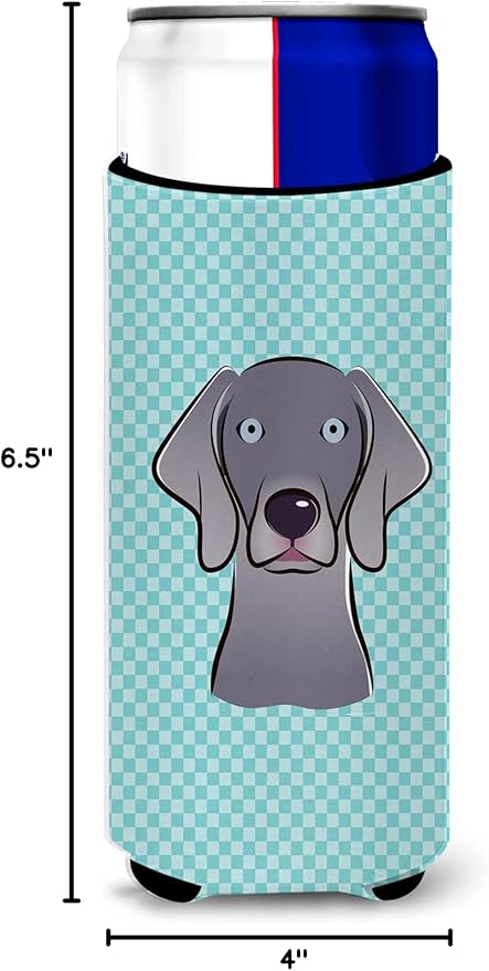 Checkerboard Blue Weimaraner Ultra Beverage Insulators for slim cans BB1169MUK