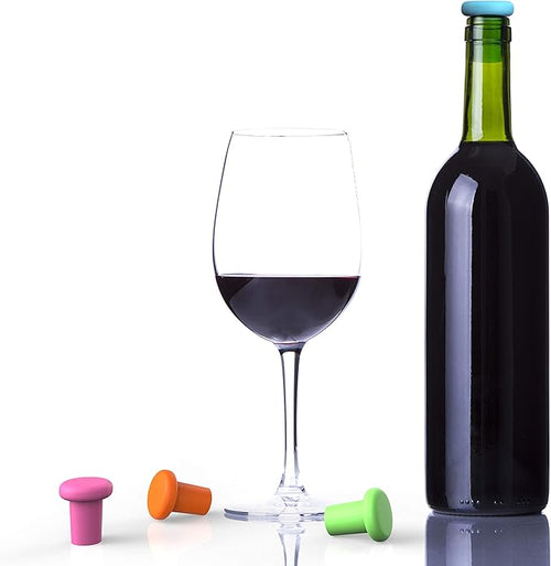 Bakerpan Silicone Wine Stoppers for Wine Bottles, Wine Bottle Stopper, Reusable Wine Corks - Set of 4