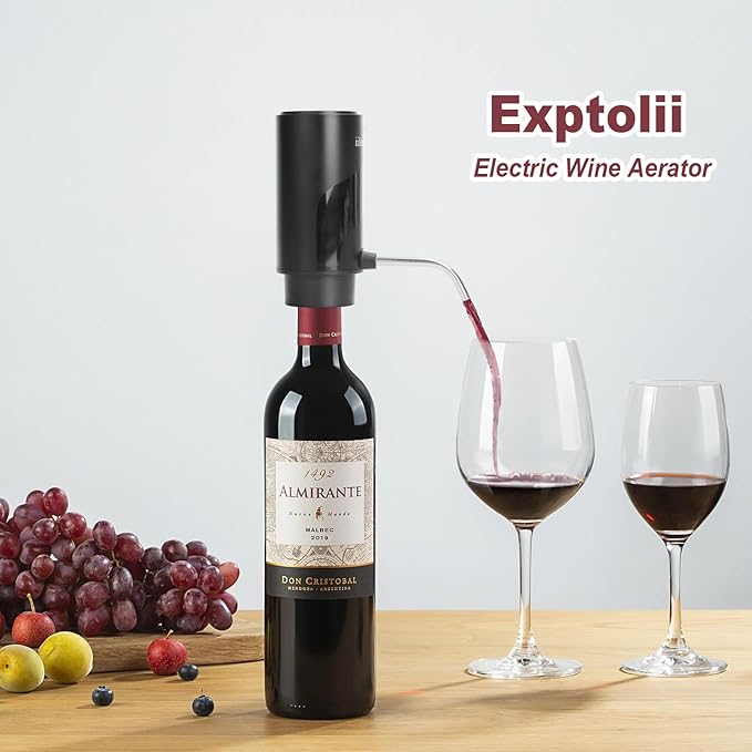 Electric Wine Aerator, Wine Decanter, Wine Dispenser, Wine Gift, Automatic One-Touch Wine Pourer Pump Wine Oxidizer for Red and White Wine Re-chargeable