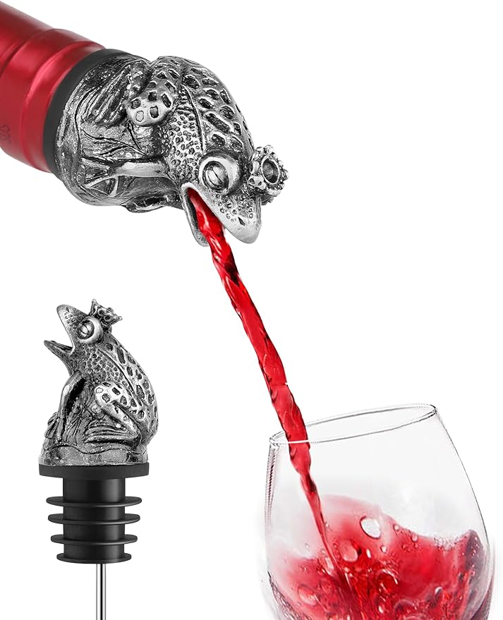 Animal Wine Pourer Spout, Drip Free Bottle Pourer & Stopper for Wine and Liquor Bottles, Funny Gift for Men, Dad, Hostess and Housewarming, Bar Cart Accessory for Holiday Party Decor, Multiple Animal