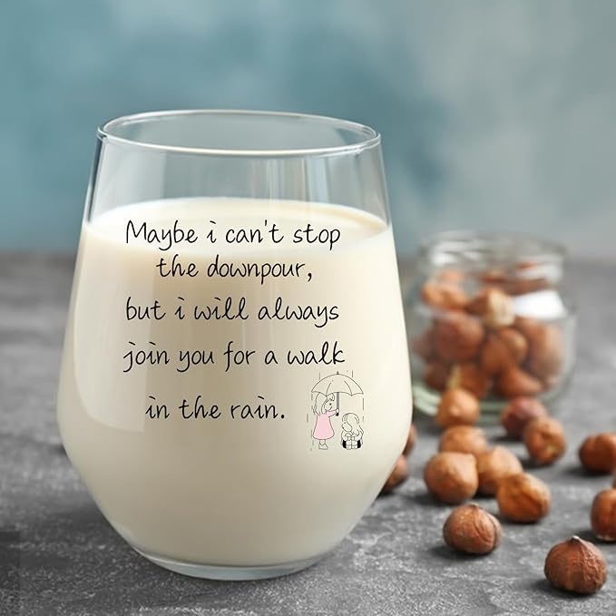 Friend Gifts for Women,Maybe I Can't Stop the Downpour,Get Well Self Care Inspirational Gifts for Friends,Sister,15 Oz Wine Glass