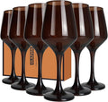 Brown Wine Glasses Set of 6, 14oz Stemmed Glasses, Thick & Colored, Dishwasher Safe Stemware for Red or White, Gift for Party, Holiday, Anniversary, Restaurant, Home Bar, Daily Use