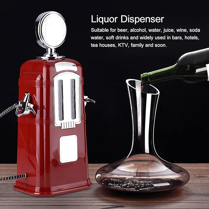 Beverage Pump Dispenser, 1000cc Double Guns Wine Beverage Pump Liquor Alcohol Beer Dispenser Beer Pump(black) (Red)
