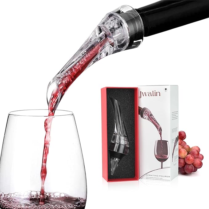 Wine Aerator Pourer & Vacuum Pump Stopper Gift Set – Enhance Flavor, Preserve Freshness, No-Drip Pour, Perfect Wine Accessories Gift for Wine Lovers