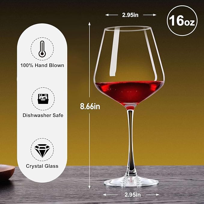 PARACITY Wine Glasses, christmas gift, Clear Glass, Long Stem Wine Glass for Red and White Wine - 10 OZ (Set of 2) (4, 16, Fluid Ounces)