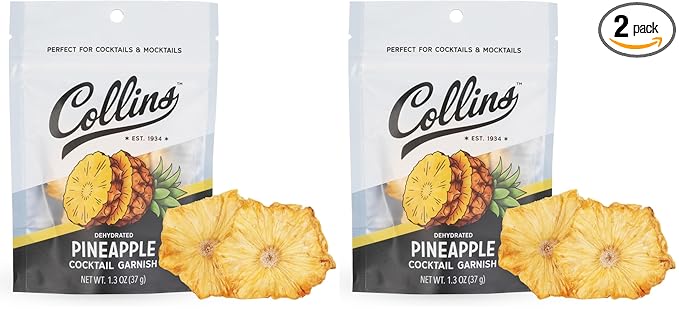 Collins Dehydrated Pineapple Cocktail Garnish Slices, 1.3 oz – Made In USA – Perfect for Piña Coladas, Mai Tais, Mocktails & Desserts – Premium Drink & Food Garnish – 1.3 oz (Pack of 2)
