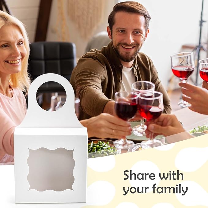 Sankoly 10 Pieces Wine Bottle Box with Window Paper Wine Gift Box with Bow Tie Mini Gift Boxes Bottle Hanger Favor Box for for Holding Candy Chocolate Cookies Mini Gift (White)