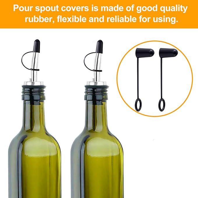 PAGOW 30pcs Liquor Bottle Covers with Loop, Oil Bottle Toppers for Liquor, Rubber Bottle Caps, Pour Dispenser Spout Dust Covers for Liquor, Liquid, Wine Clubs, Bars