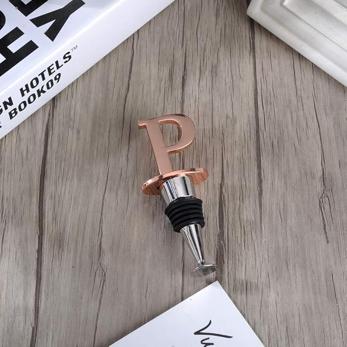 Miicol Prosecco Stopper - Personalised Champagne Stopper, Rose Gold Wine Accessories, Wine Lovers Gift, Monogram Gift, Letter P
