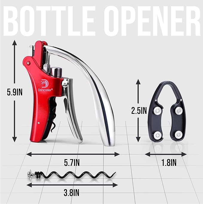 Wine Opener Compact Vertical Corkscrew Wine Bottle Opener with Built-in Foil Cutter